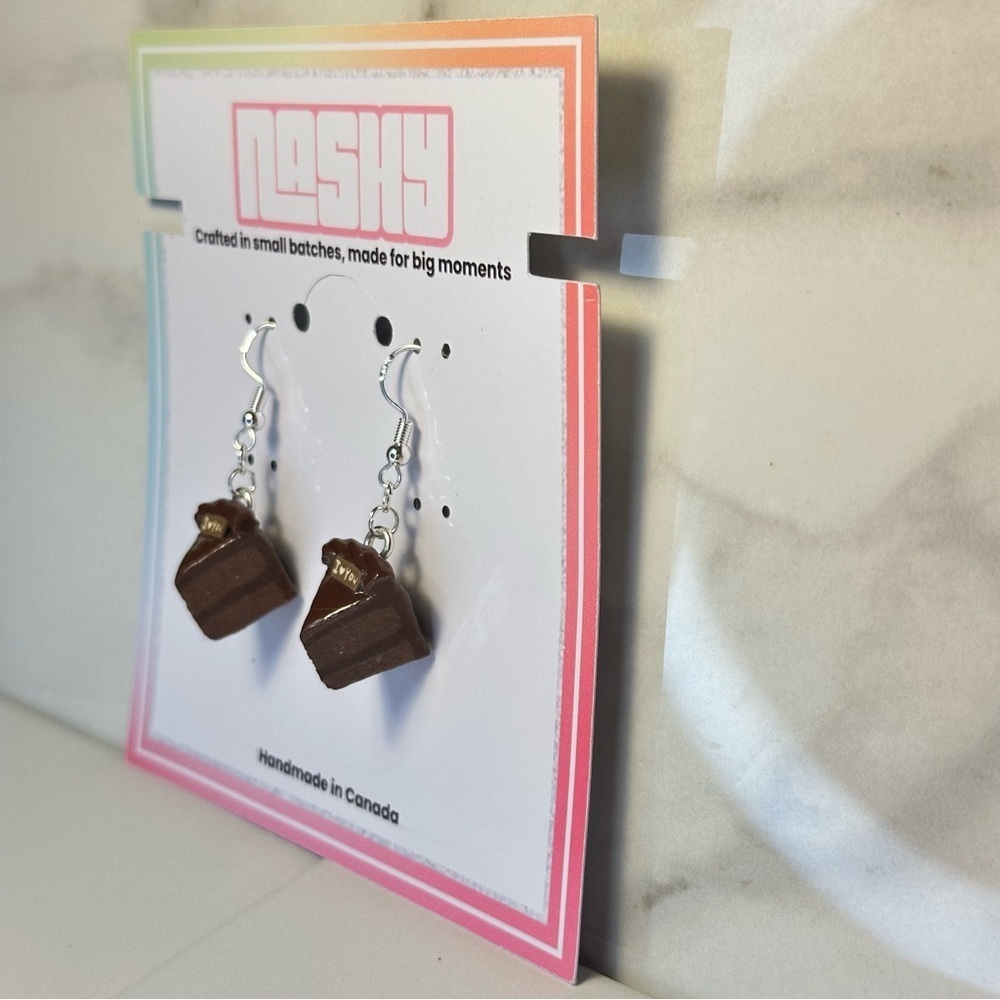 Brown Chocolate Cake Slices(Mini) - Handmade Earrings - Picture 5 of 7